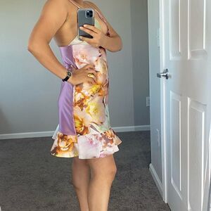 ABS Allen Schwartz Flower Mini Dress With Pockets